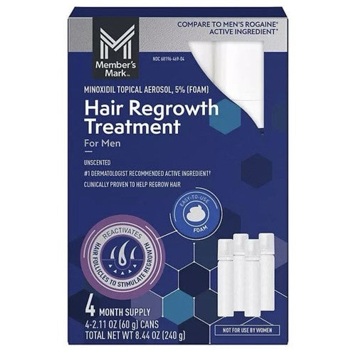 Member's Mark Men's Minoxidil Topical Aerosol, 5% Foam, Hair Regrowth Treatment - Bellso